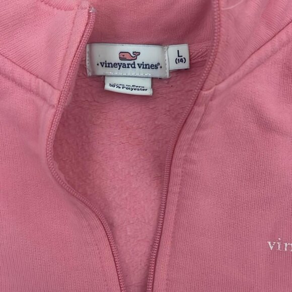Vineyard Vines Girls' Pink Quarter-Zip Pullover - Size 14 - Picture 5 of 6